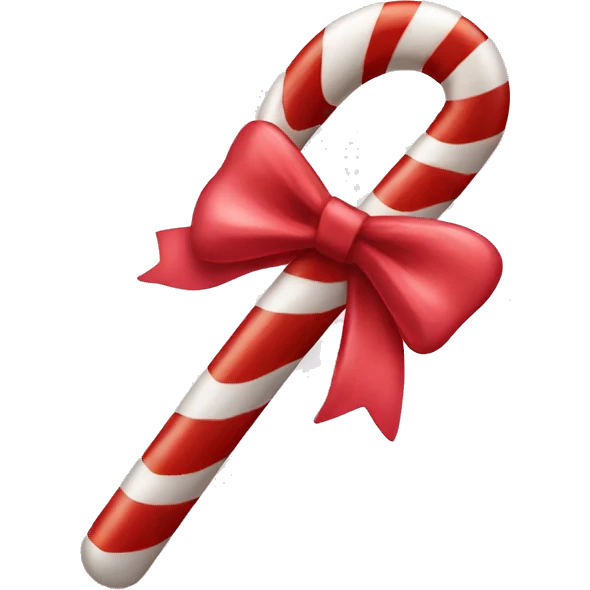 A singular candy cane with a bow on it  emoji