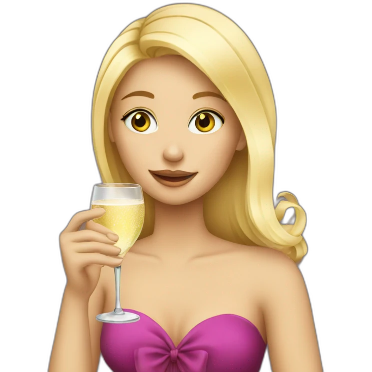 Blond girl drinking champagne  emoji
