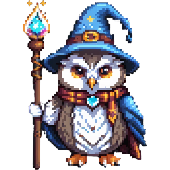 owl wizard with magic staff emoji