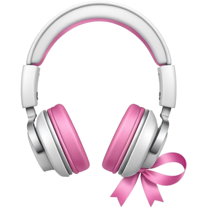 White headphones with pink ribbons on side emoji
