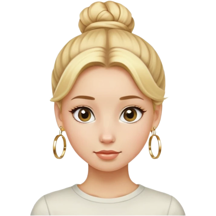 blonde girl with hair in a bun with small gold hoop earrings  emoji