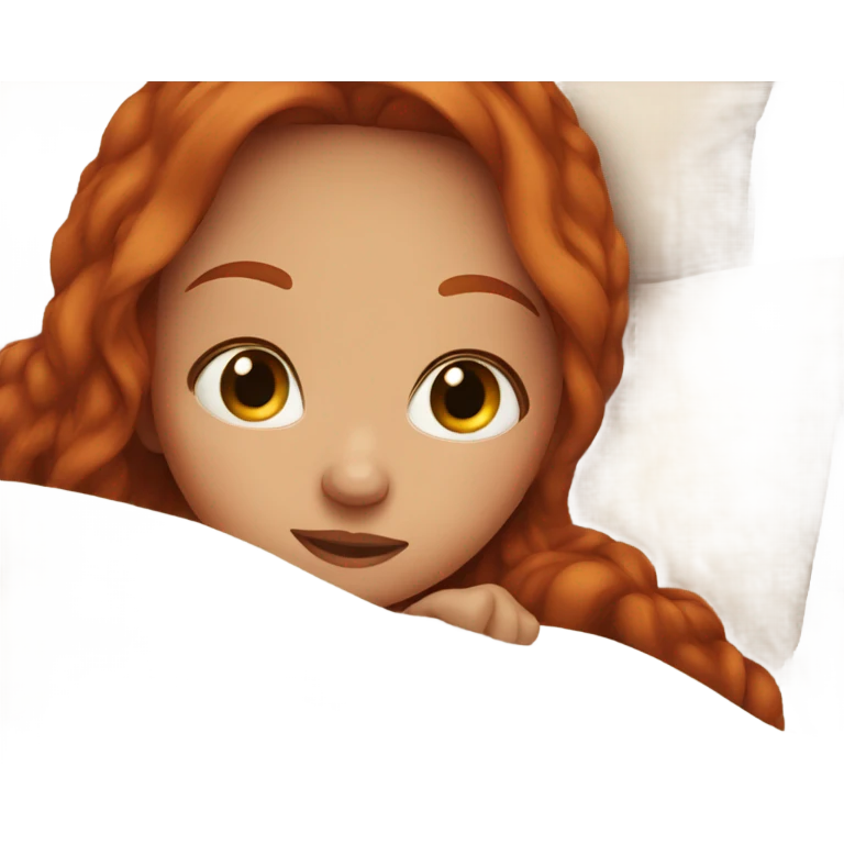 redhead girl snuggled in bed emoji