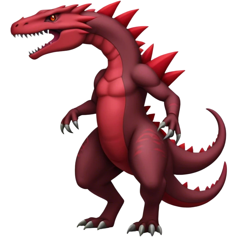 Badass black and red salazzle-tyranitar-hybrid, full body emoji