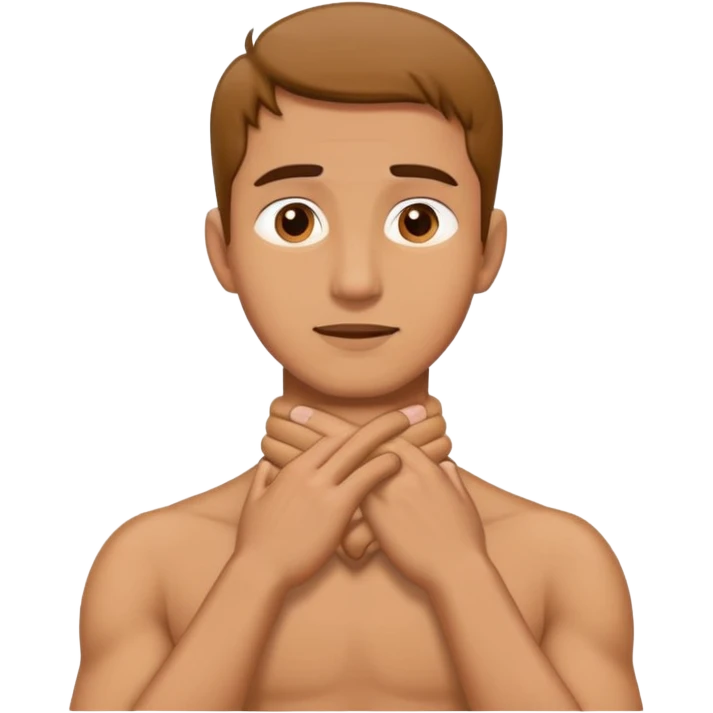 Guy with hands on his neck emoji