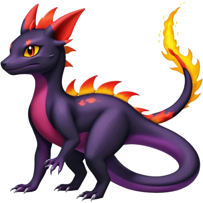 Shiny Salandit-Umbreon-Quilava-Charmeleon-Fakémon-hybrid-creature (full body)  emoji