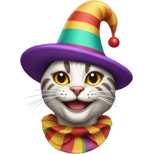 cat clown with jester hat emoji