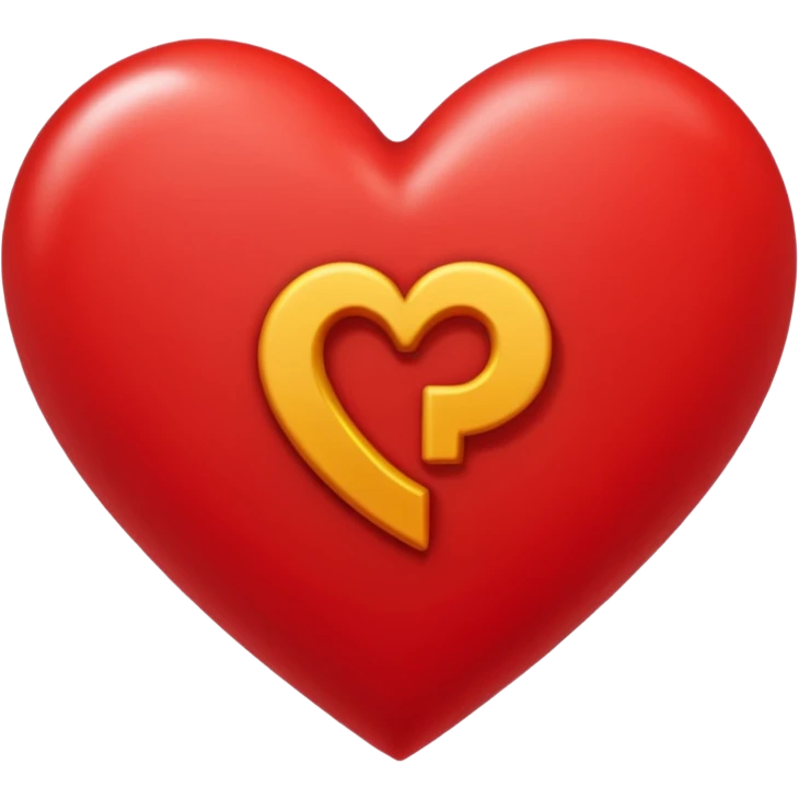 Una letra p dentro de un corazón rojo emoji