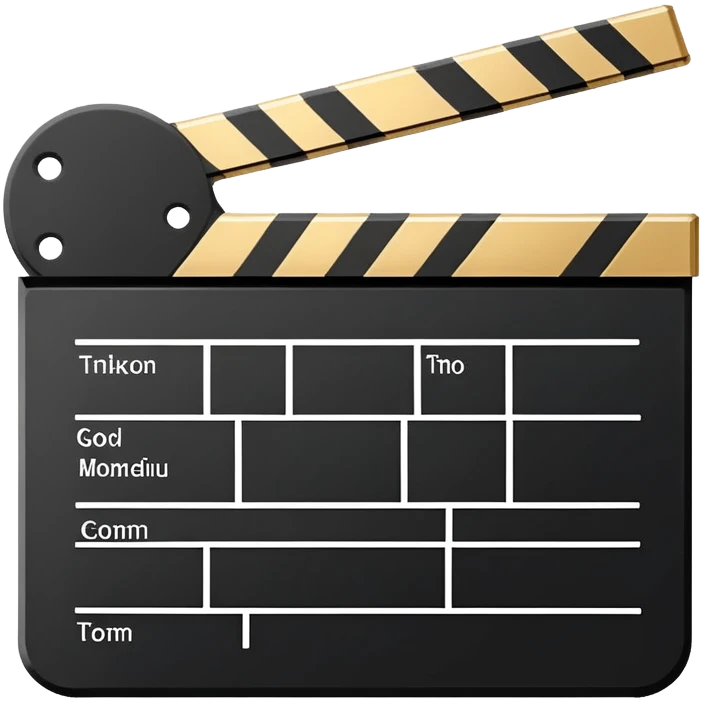 simplified film slate with gold top rectangle and white bottom rectangle, black diagonal line emoji