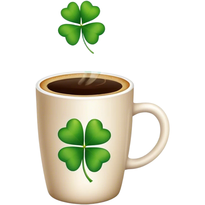 A lucky 4 leaf coffee emoji