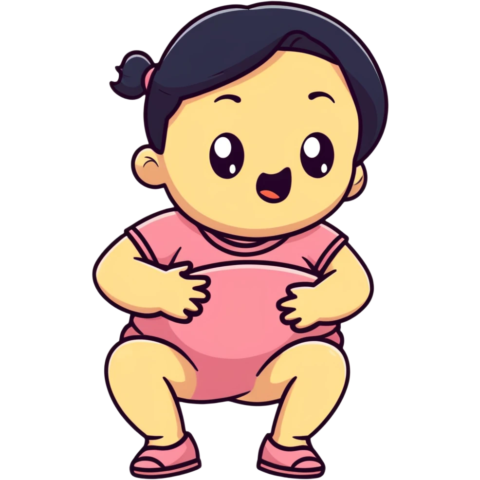 girl grimacing with stomach pain, constipation, uncomfortable expression emoji