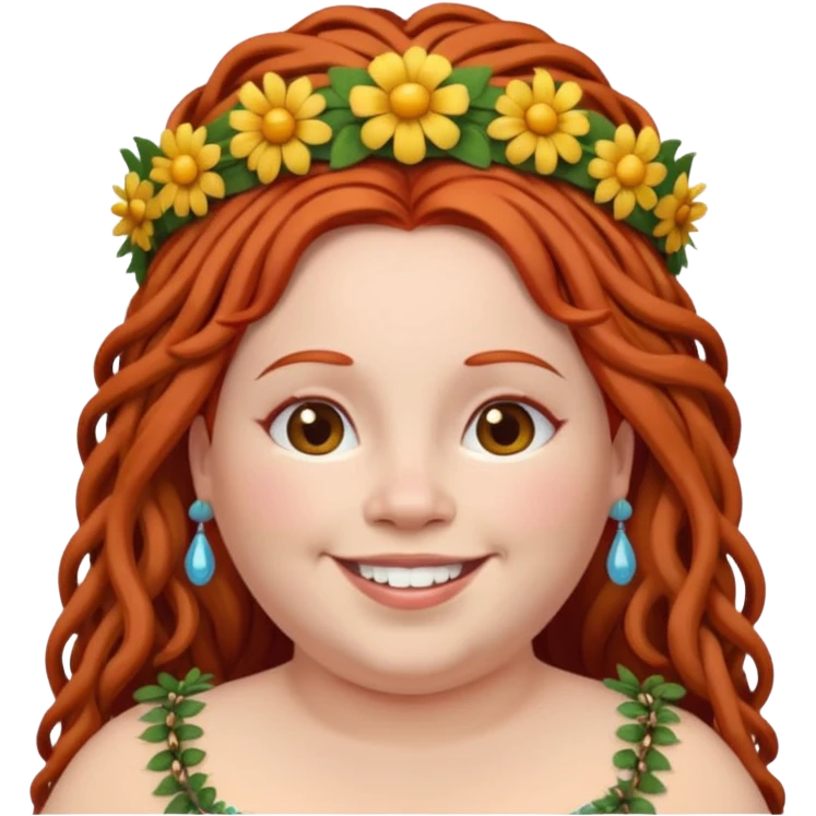 fat redhead woman with dreadlocks and floral tiara emoji