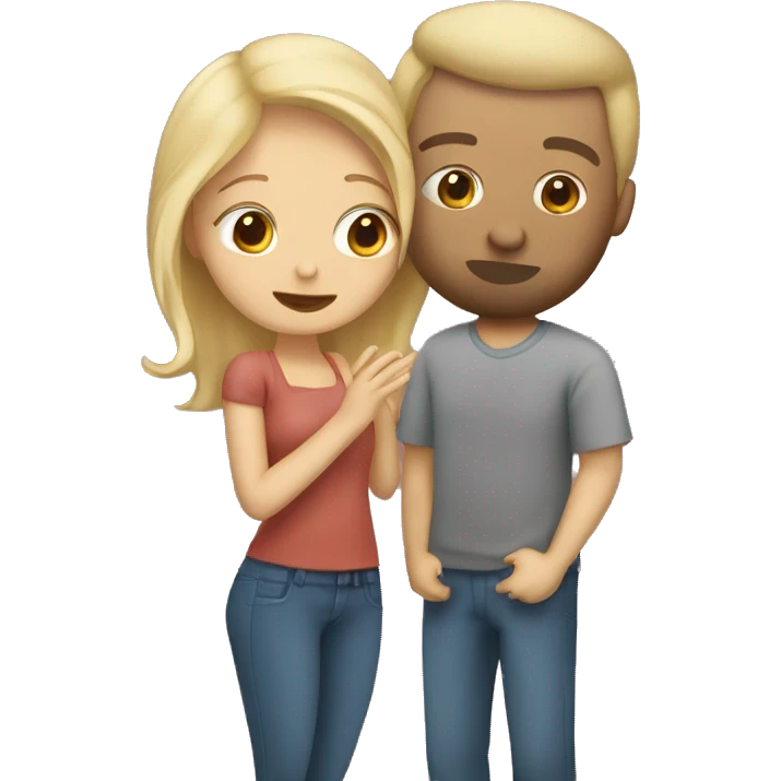 blonde girl kissing man with shaved beard and brown stand up hair  emoji