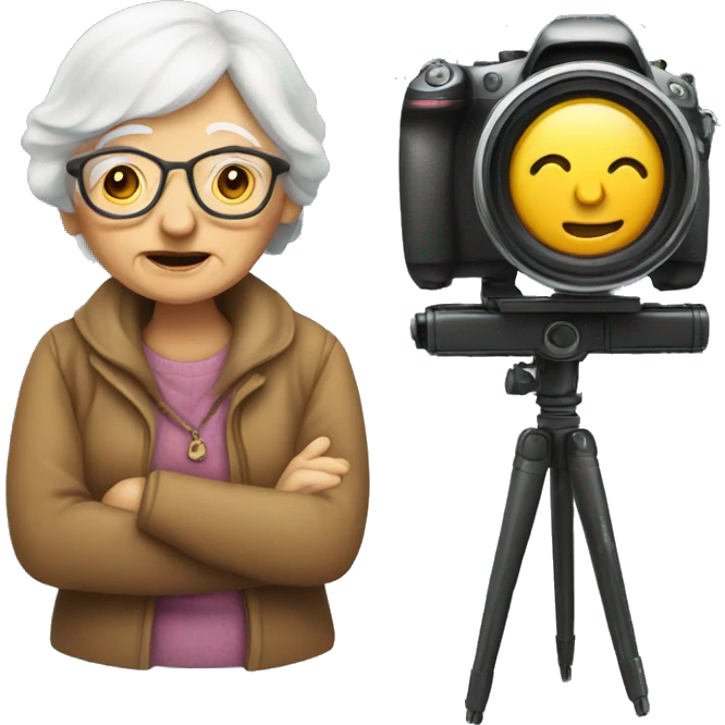 old woman and a camera emoji