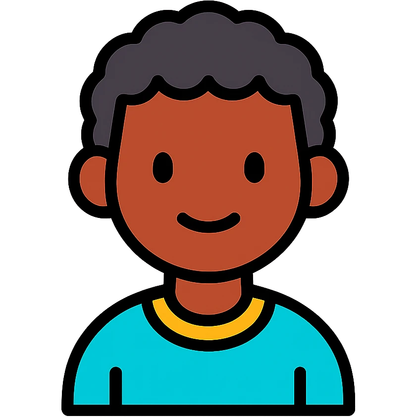 black kid, simple and friendly, lineal color icon with black outlines emoji