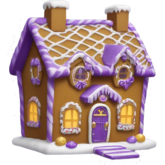 Purple and gold gingerbread house emoji