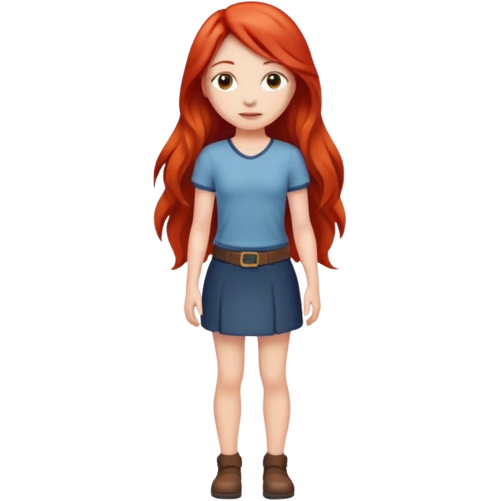 full body of girl standing with long red hair  emoji