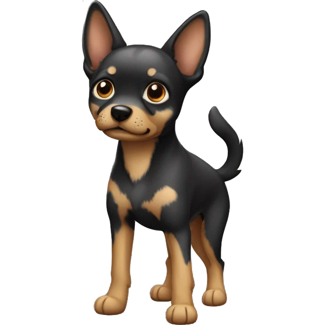 Perro pequeño todo negro con orejas paradas emoji