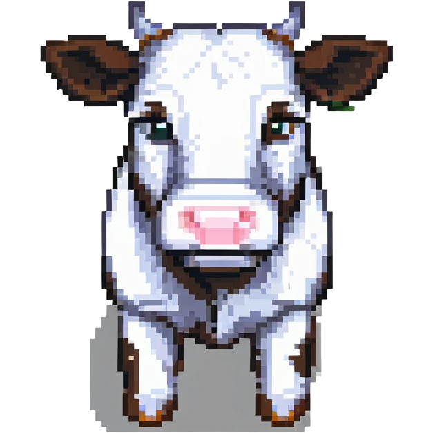 extremely blocky ultra-minimal pixel art Minecraft cow emoji with only 2 or 3 large square pixels, abstract and simple emoji