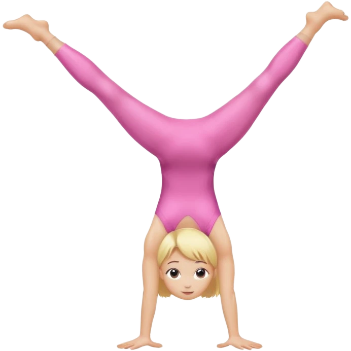 pink dancer-gymnast child with blonde hair doing a handstand emoji