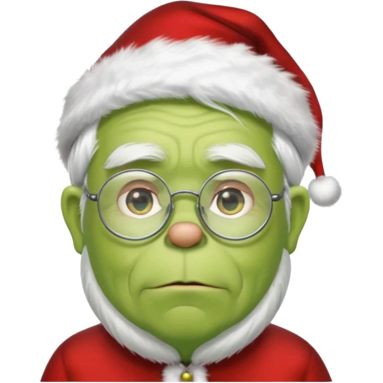 Grinch grand father with white ghair and with glasses emoji