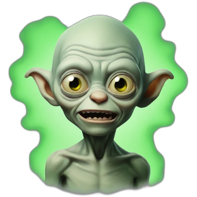 Gollum with green smoke behind emoji
