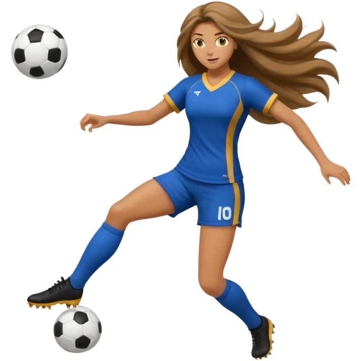 Long Haired Football Players, Female player, full body kick ball emoji