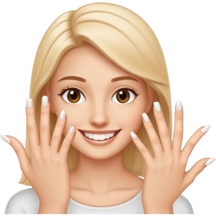 a person showing clean, trimmed nails, smiling, simple and expressive emoji