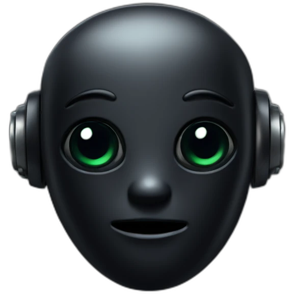 cute matte black robot face emoji