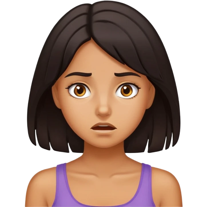 Pretty tanned girl, stressed out emoji