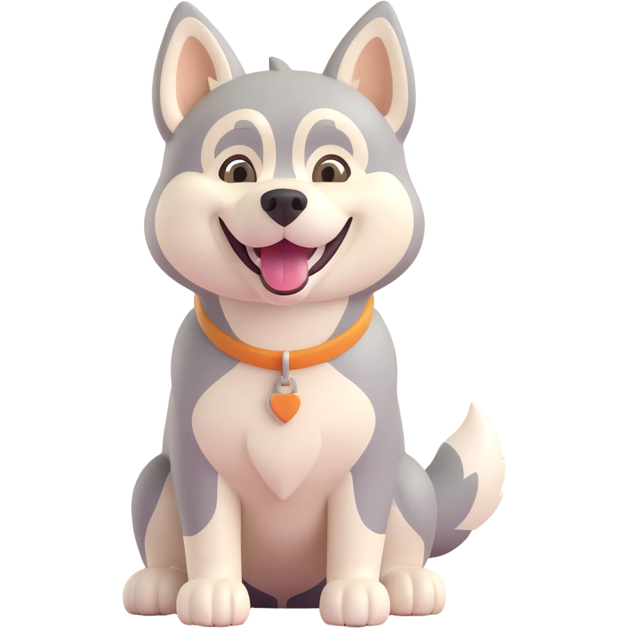 happy light cinnamon colored husky dog, pale tan emoji