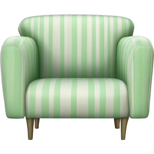 Striped pastel green and white sofa chair with square back and round front emoji