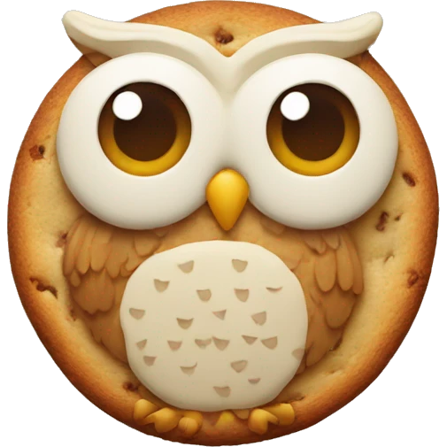 one Cookie in the shape of an owl emoji