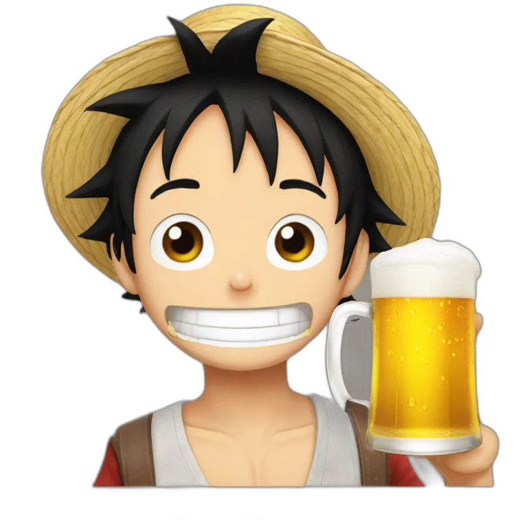 Luffy drinking beer emoji