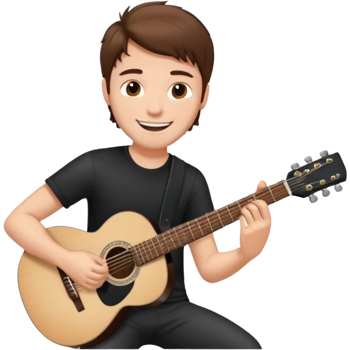 white Guy with brown  playing a black guitar emoji