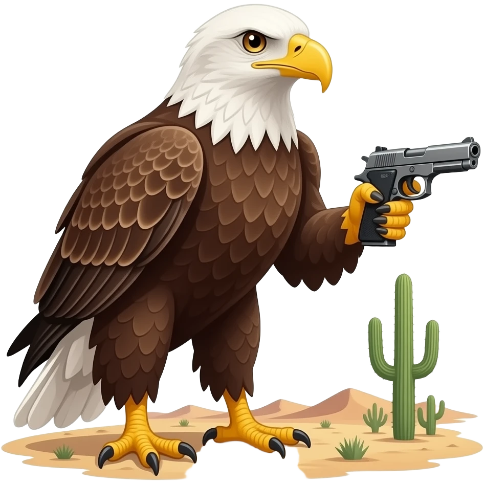 eagle in desert holding desert eagle emoji