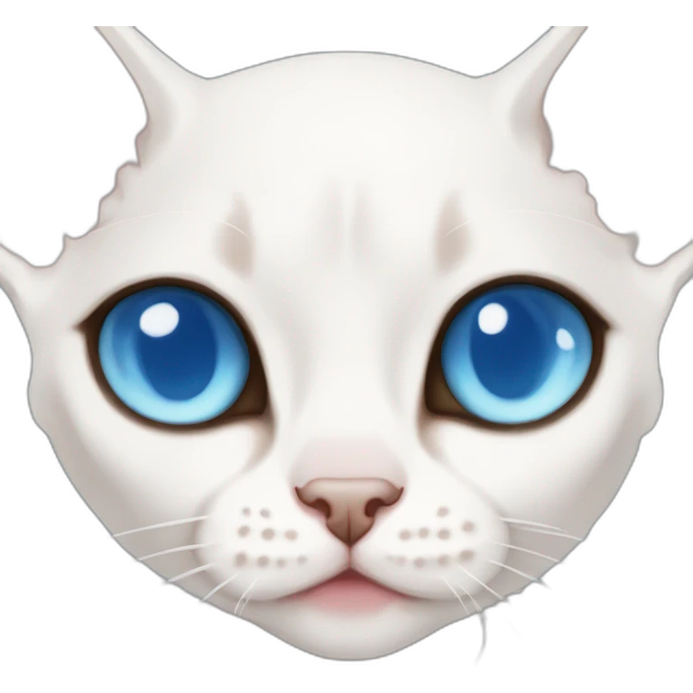 Slim white devon rex with light blue eyes anime cute emoji