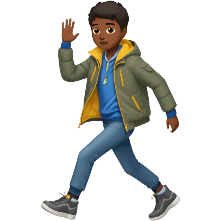 dark-ish skinned teenager with wind circling his feet emoji