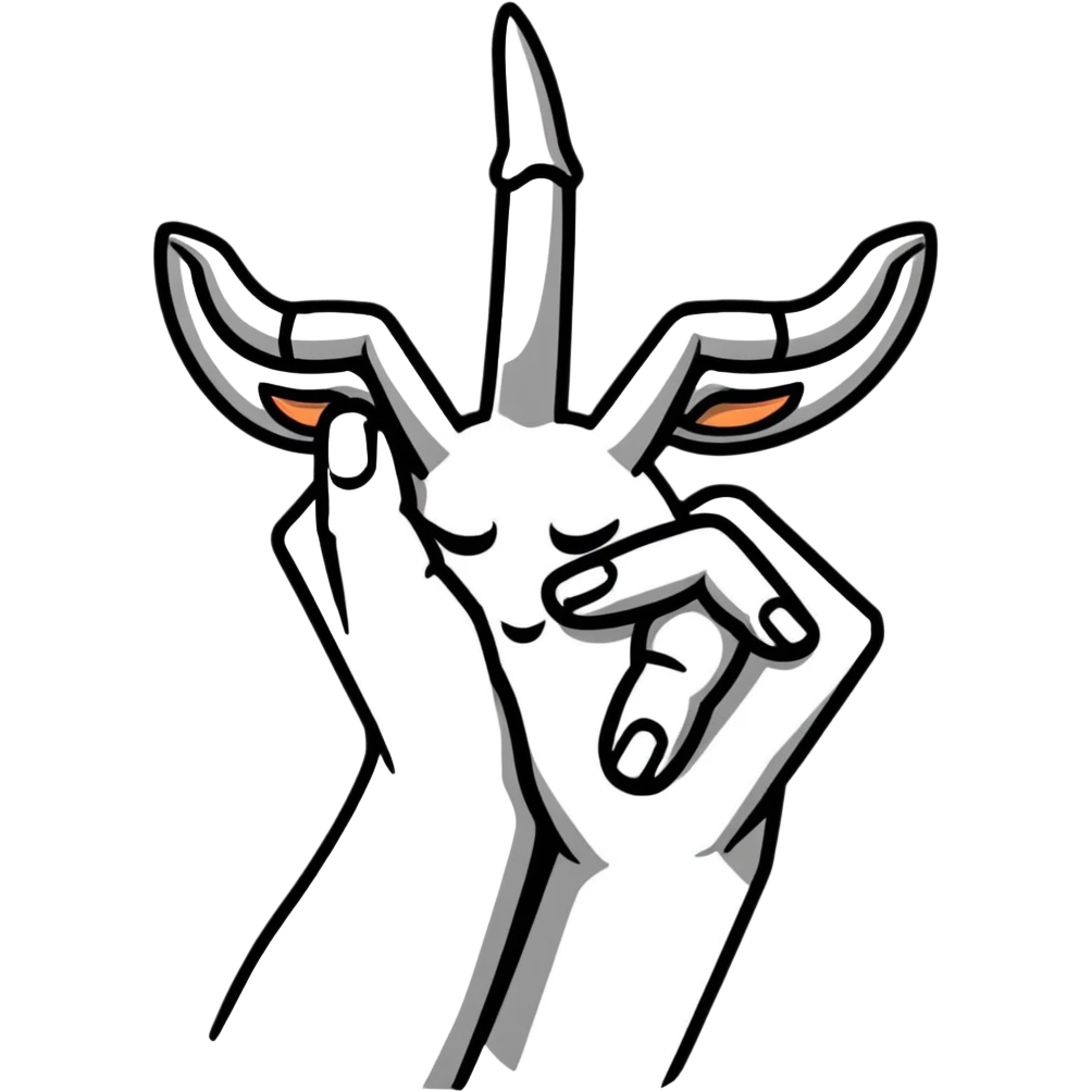 Realistic hand with sign of horns emoji