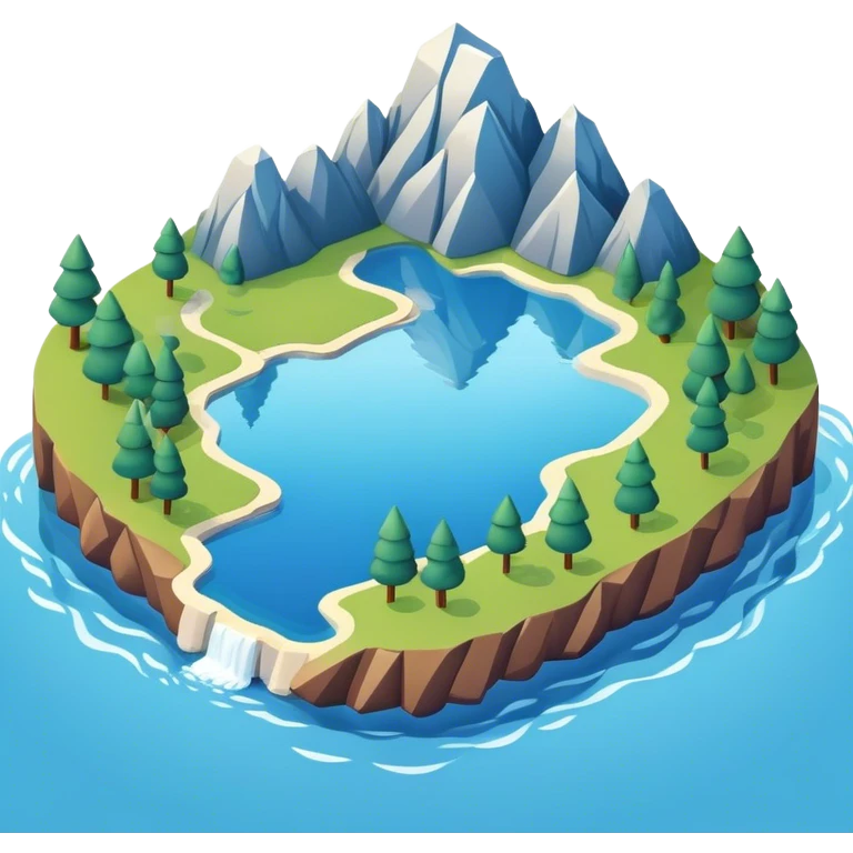 lake landscape isometric 3d emoji