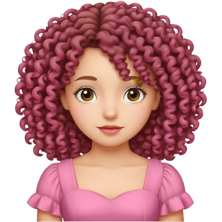 Pickme girl with curly hair and pink dress emoji