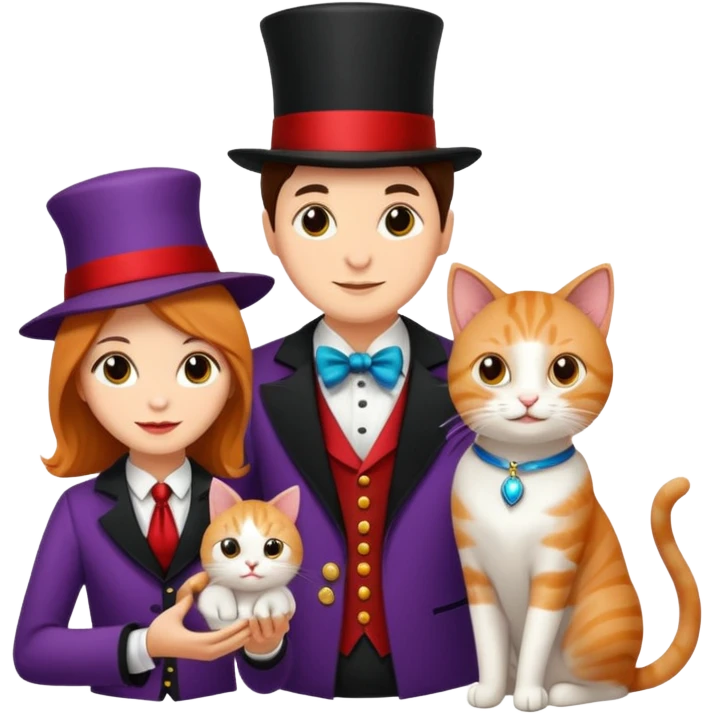 magician couple and their pet cat emoji