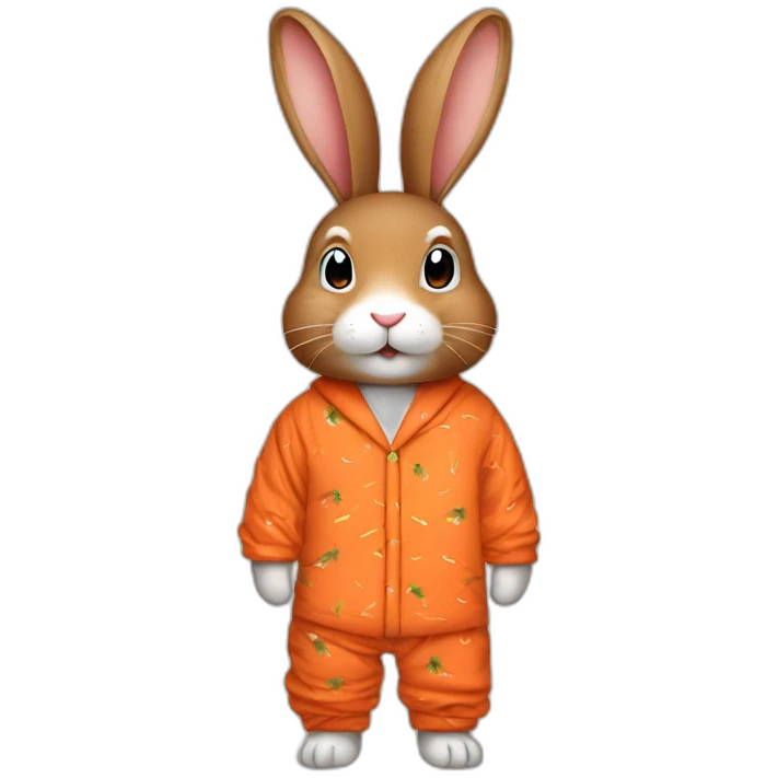 cute brown aesthetic rabbit dressed with carrots printed on his pajamas emoji