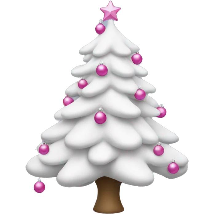 White Christmas tree with pink ornaments emoji