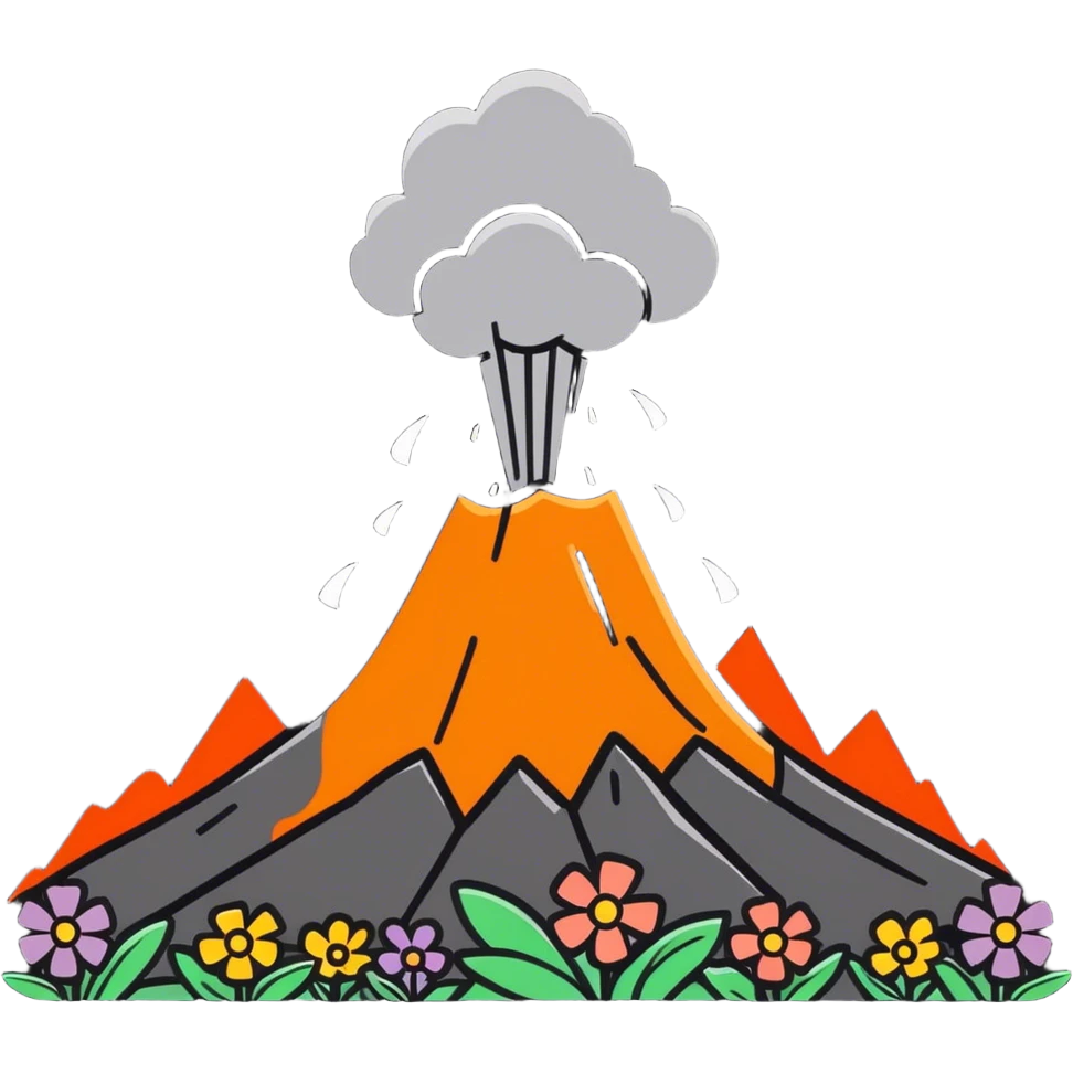 Volcano erupting flowers emoji