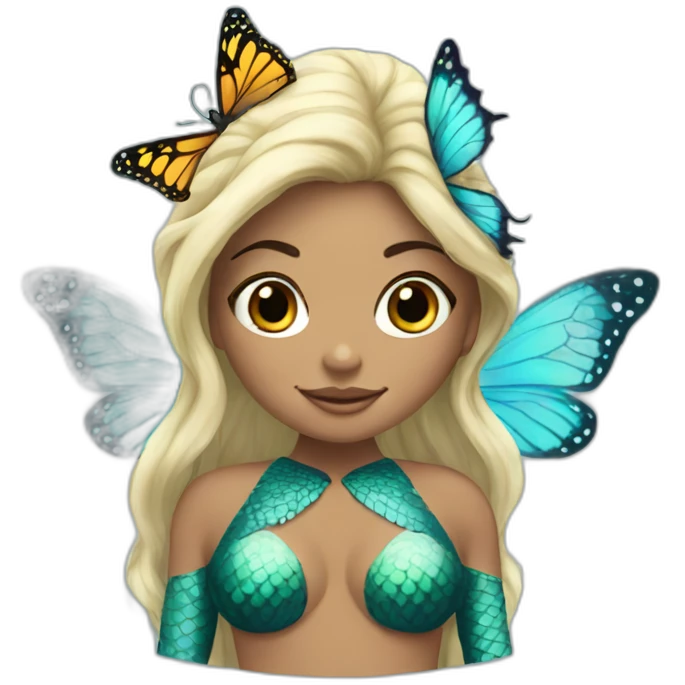 mermaid of butteryfly, half human female and butterfly emoji