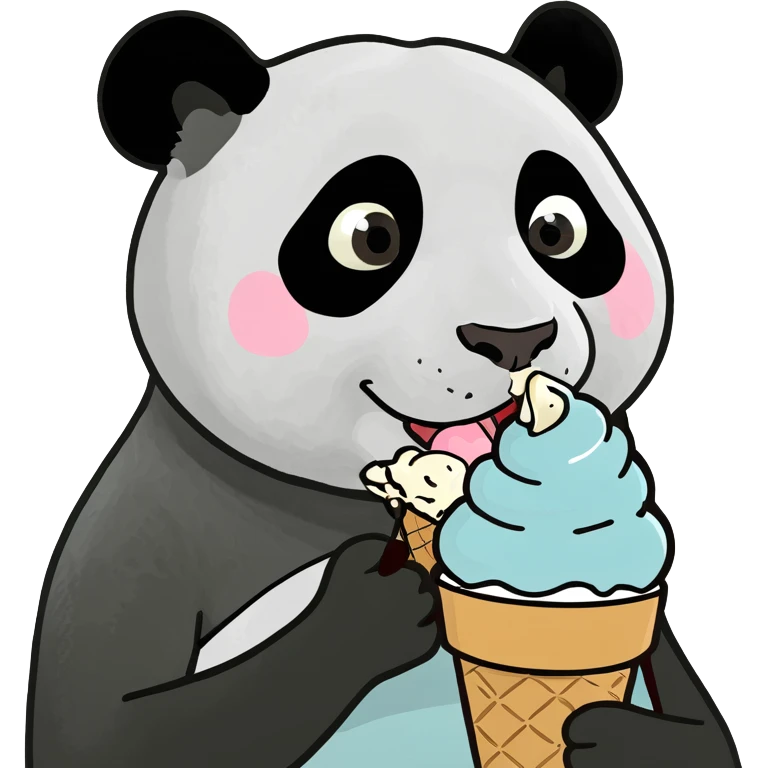Panda eating ice cream emoji