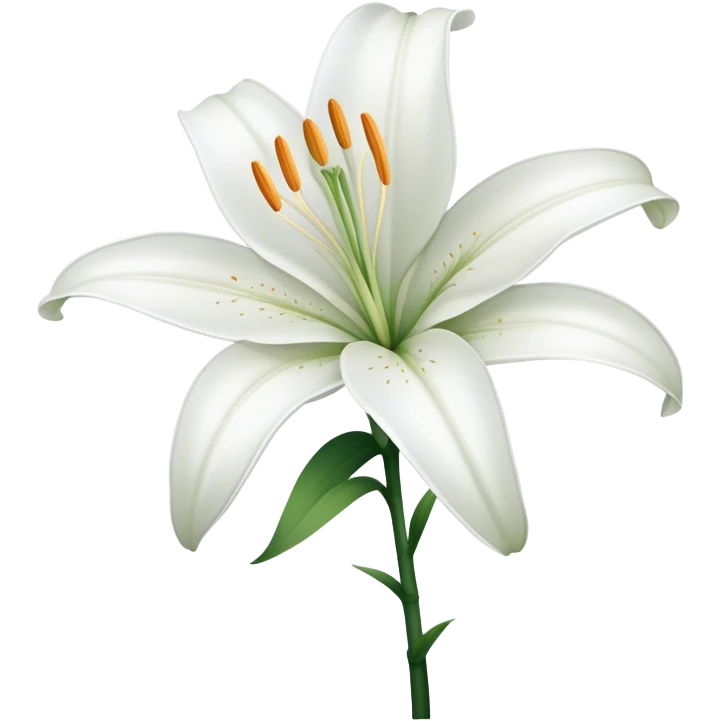single White Lily, straight stem emoji