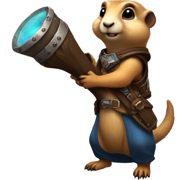 Prairie dog from World of Warcraft holding abazooka bigger than him emoji
