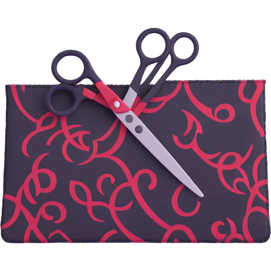 scissors cutting through patterned cloth emoji