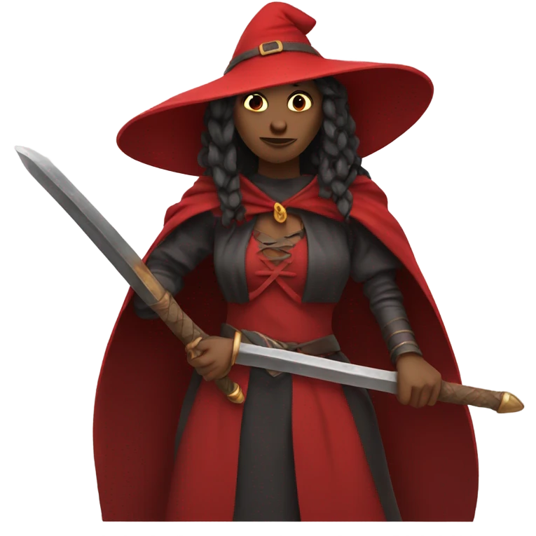 Red witch holding a sword emoji